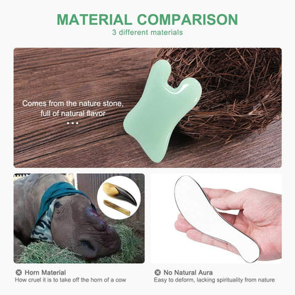 Guasha Massage Tool，Natural Stone Gua Sha Board, 4PCS Guasha Stone Scraping Massage Sets for SPA Acupuncture Physical Therapy Muscle Knots Facial Caring Point Treatment Lymphatic Drainage