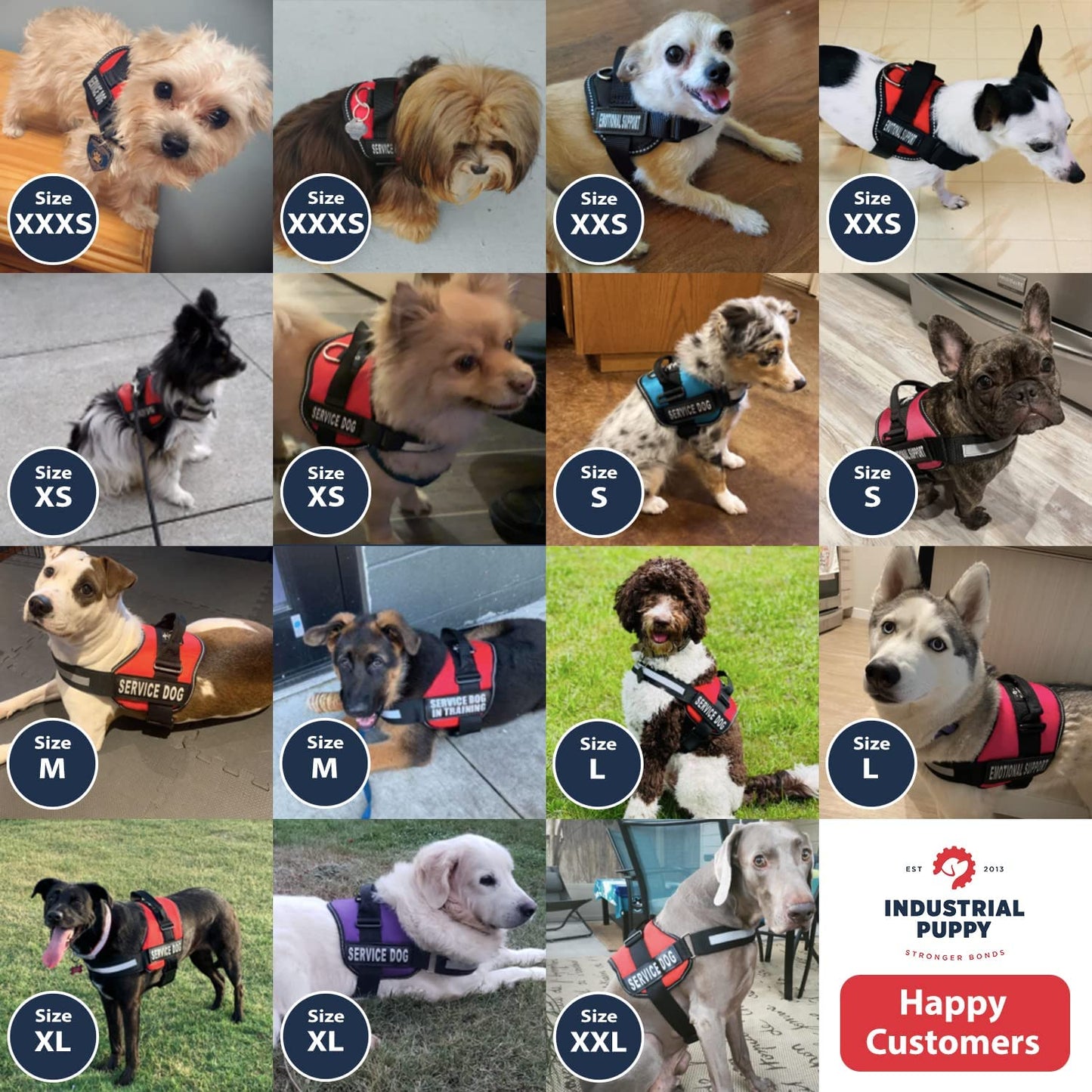 Emotional Support Vest Harness - Durable and Adjustable Dog Vest with Reflective Straps, Removable Patches, Handle & D-Ring, Travel and Daily Use, Small 19.5-25" - Bright Red