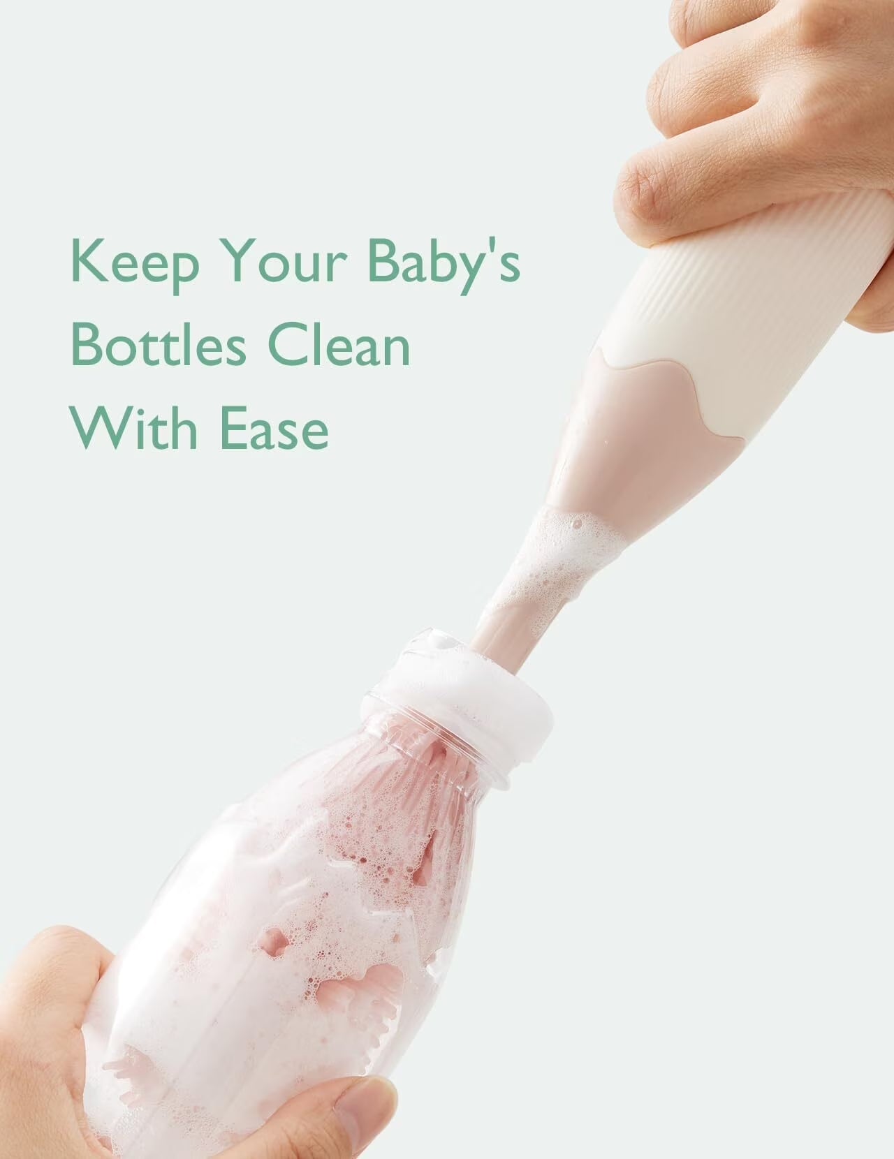 Portable Bottle Brush Set - Baby Bottle Cleaner Kit with Silicone Brush, Drying Rack - 6 in 1 Bottle Cleaning Tool for Home and Travel Pink 1 Set