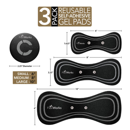 Electro Pulse Wireless Massager with 3 Pack of Reusable Self-Adhesive Gel Pads, Black