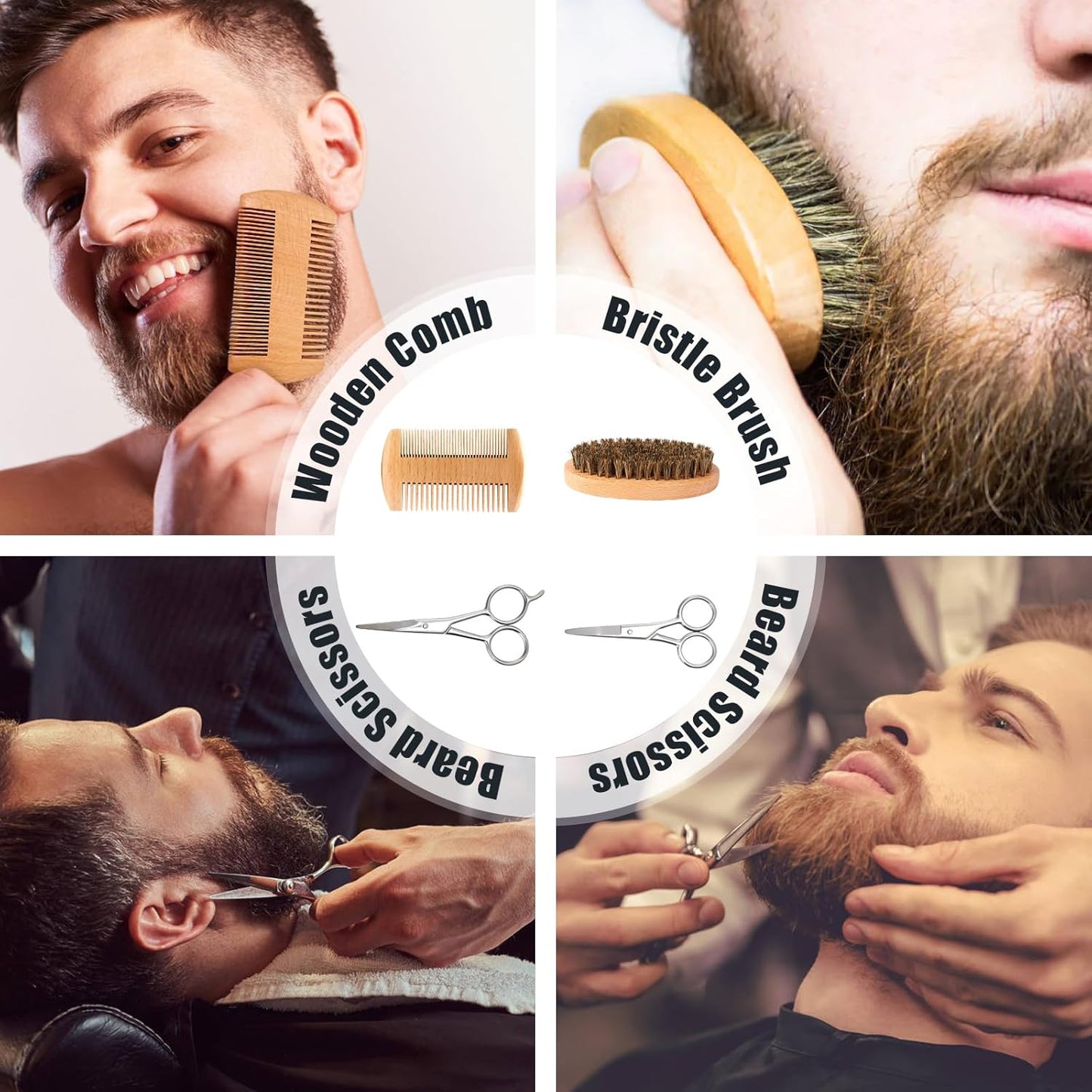 Beard Care Gifts Kit for Men, Father’S Day Gifts, Beard Mustache Grooming Kit - Beard Balm, Beard Wash, Beard Oil, Brush, Scissors, Birthday Anniversary Gifts for Husband/Boyfriend/Dad/Him