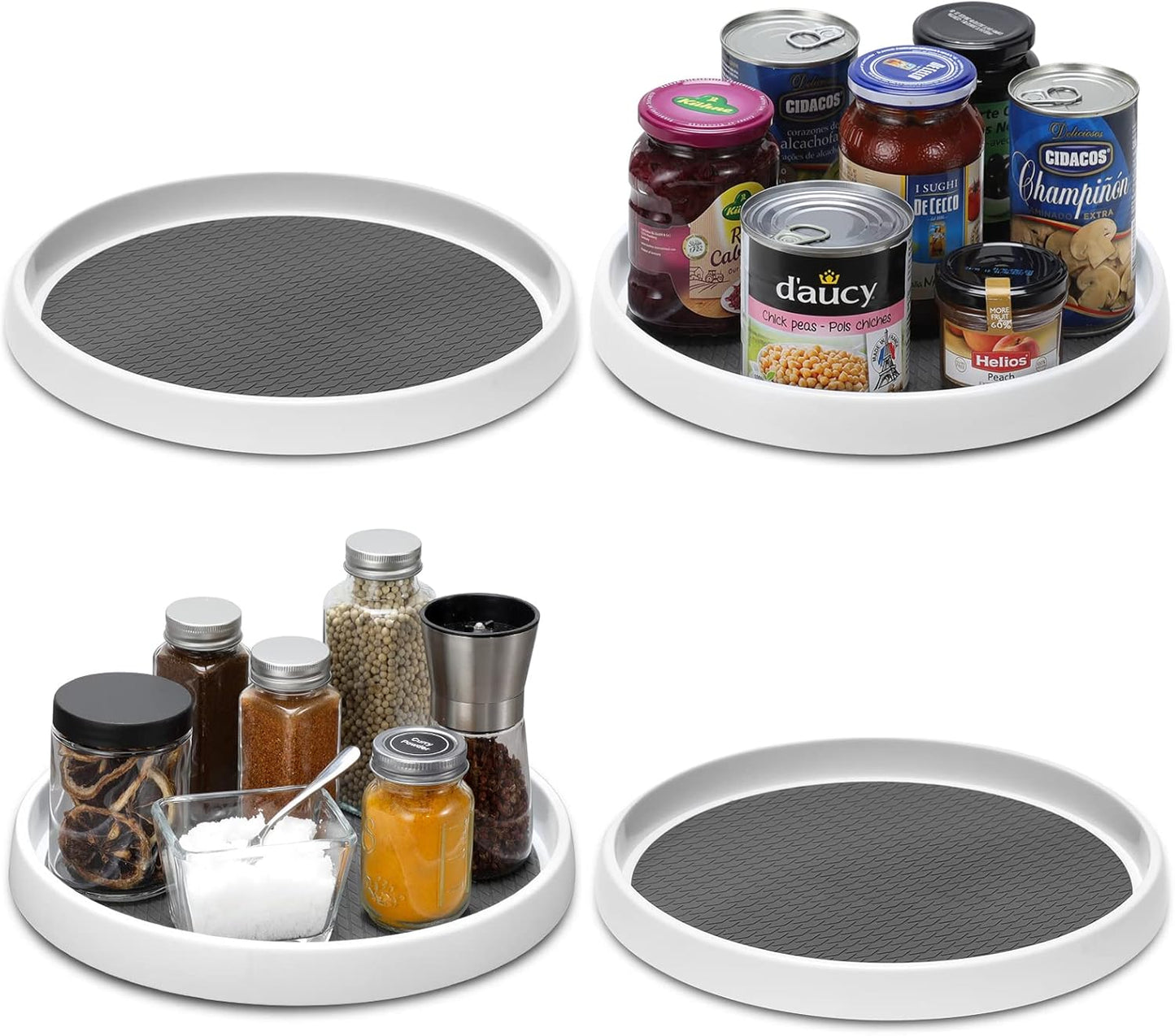 Lazy Susan Organizer – 10" Non-Skid Turntable Rack, Set of 4
