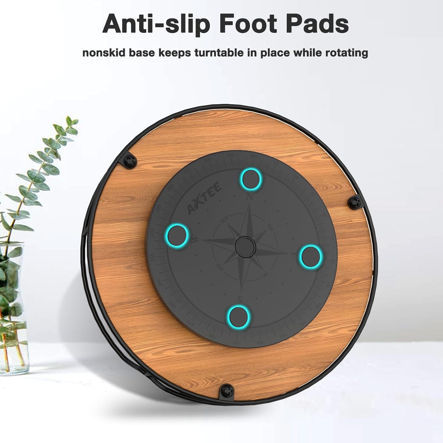 Lazy Susan Turntable Organizer – 9" Pine Wood, Cabinet & Countertop