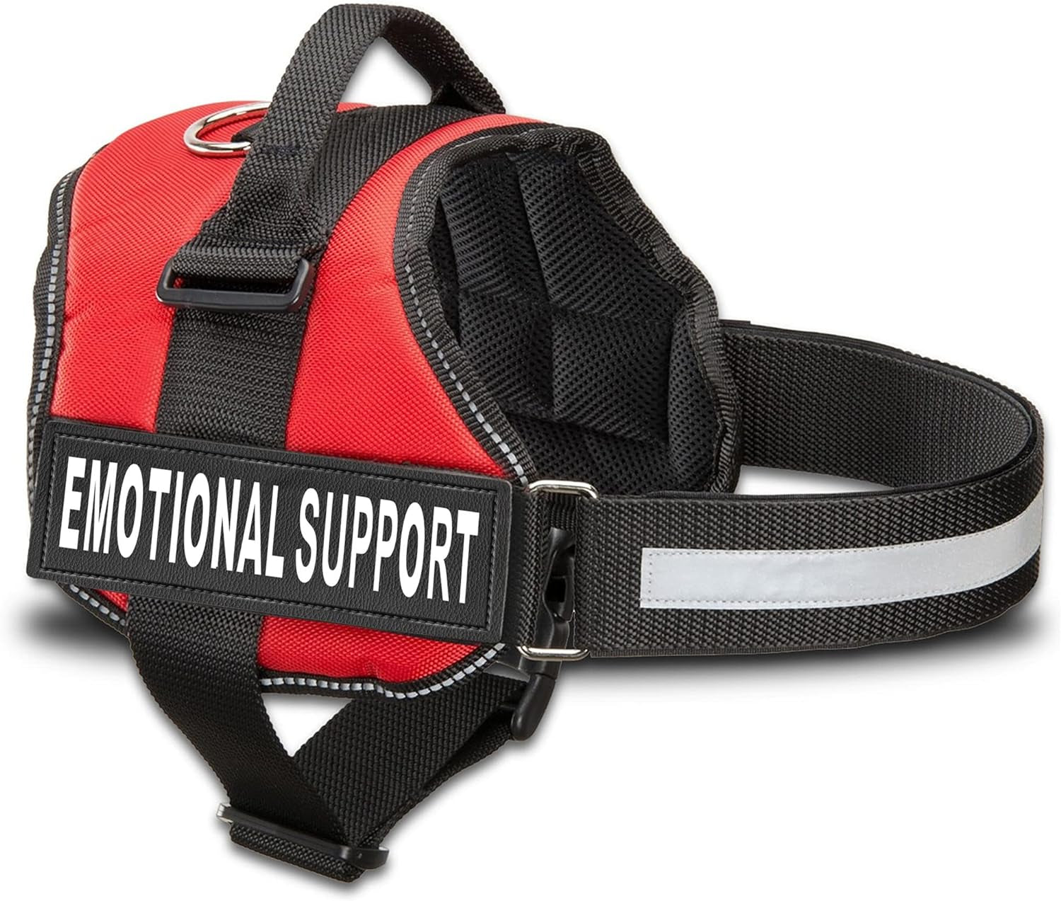 Emotional Support Vest Harness - Durable and Adjustable Dog Vest with Reflective Straps, Removable Patches, Handle & D-Ring, Travel and Daily Use, Small 19.5-25" - Bright Red