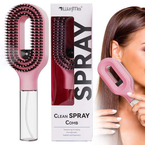 Curl Refresh Detangling Brush with Fine Mist Spray | Anti-Breakage & Frizz Control for Curly Hair | Wet or Dry Styling | Travel Friendly(1, Pink)