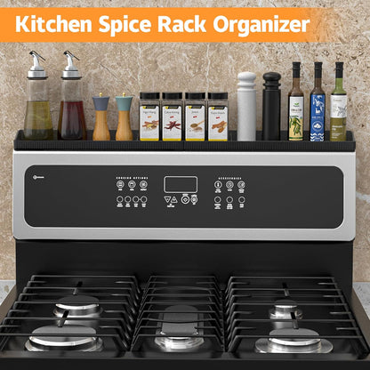 Magnetic Stove Top Shelf, over the Stove Shelf Spice Rack & Spice Organizer – 30" Heat Resistant Silicone Stove Shelf, No Drill Kitchen Storage Organizer for Gas/Electric Stoves & Small Kitchens