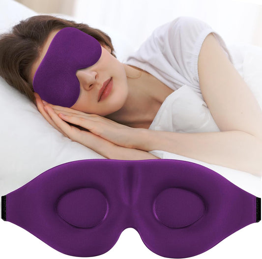 Sleep Mask for Side Sleeper, Light Blocking Eye Mask for Women Men | 3D Contoured Night Blindfold, Luxury Sleeping Eye Cover, Adjustable Strap, Eyeshade for Travel Nap, Flight Essentials, Purple