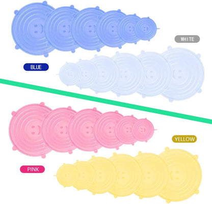 12 Pcs Silicone Stretch Lids Set, 6 Sizes, Reusable Food Storage Covers ，Silicone Bowl Covers，Flexible to Fit All Shape of Containers，Food Cover to Keep Food Fresh (Blue)