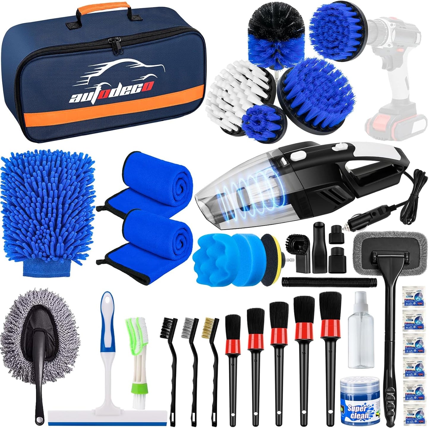 37-Piece Car Detailing Brush Set – Auto Detailing Kit with Drill Brushes