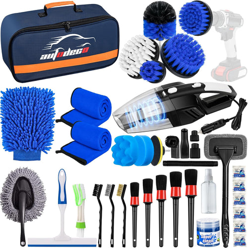 37-Piece Car Detailing Brush Set – Auto Detailing Kit with Drill Brushes