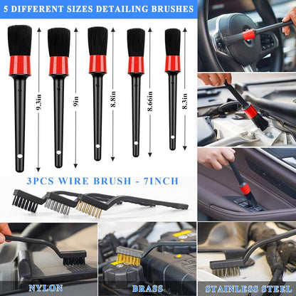 37-Piece Car Detailing Brush Set – Auto Detailing Kit with Drill Brushes