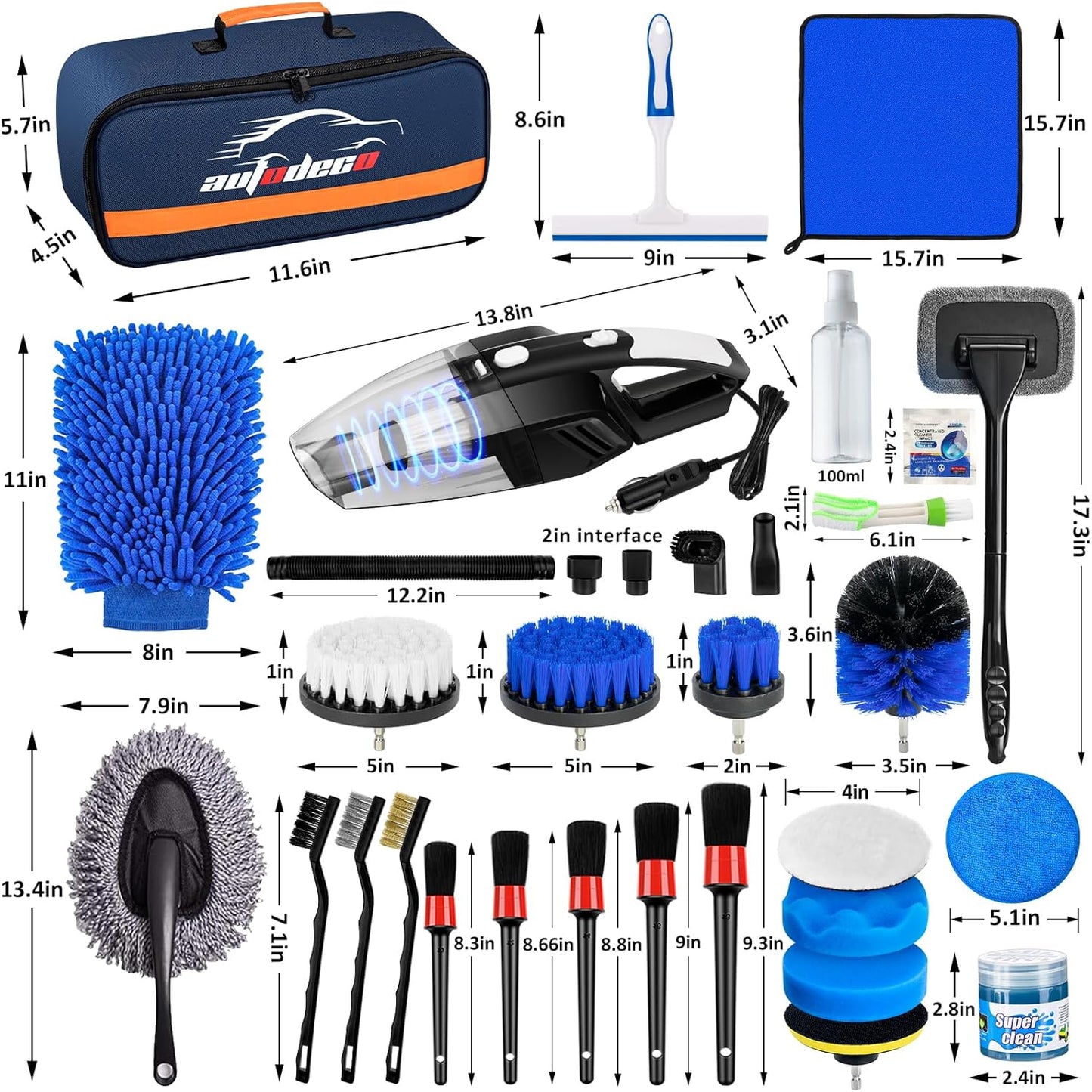 37-Piece Car Detailing Brush Set – Auto Detailing Kit with Drill Brushes
